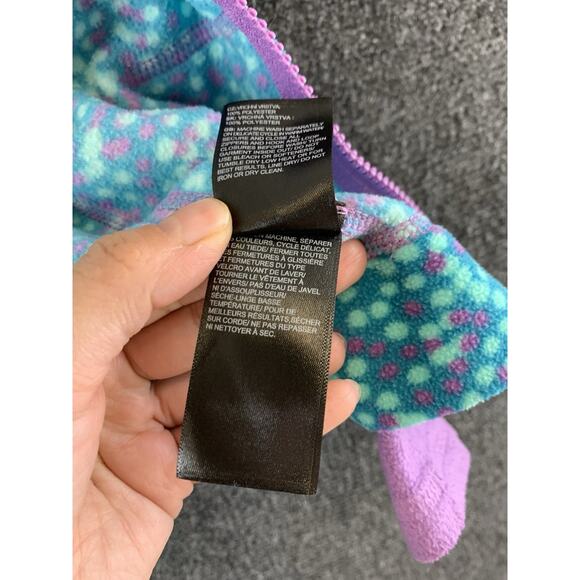 The North Face Toddler Girl Fleece Jacket Hooded Full Zip Polkadot Purple Size 3 - Picture 10 of 11